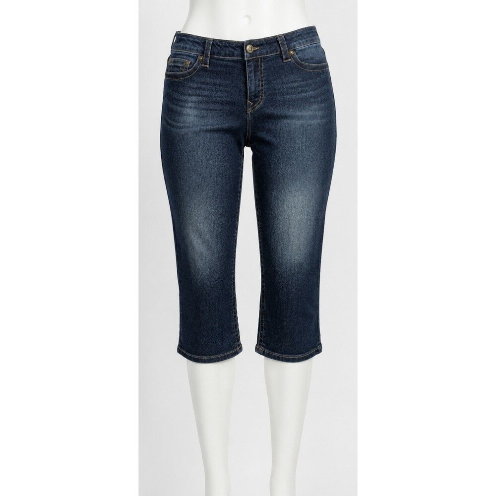 True Religion Women’s 34 Capri Cropped Jeans Dark Wash Horseshoe Stretch Y2K